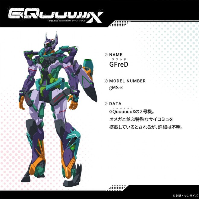 Official setting art from Mobile Suit Gundam GQuuuuuuX featuring the newly unveiled GFreD Unit, Sayla’s custom mobile suit, and new character visuals